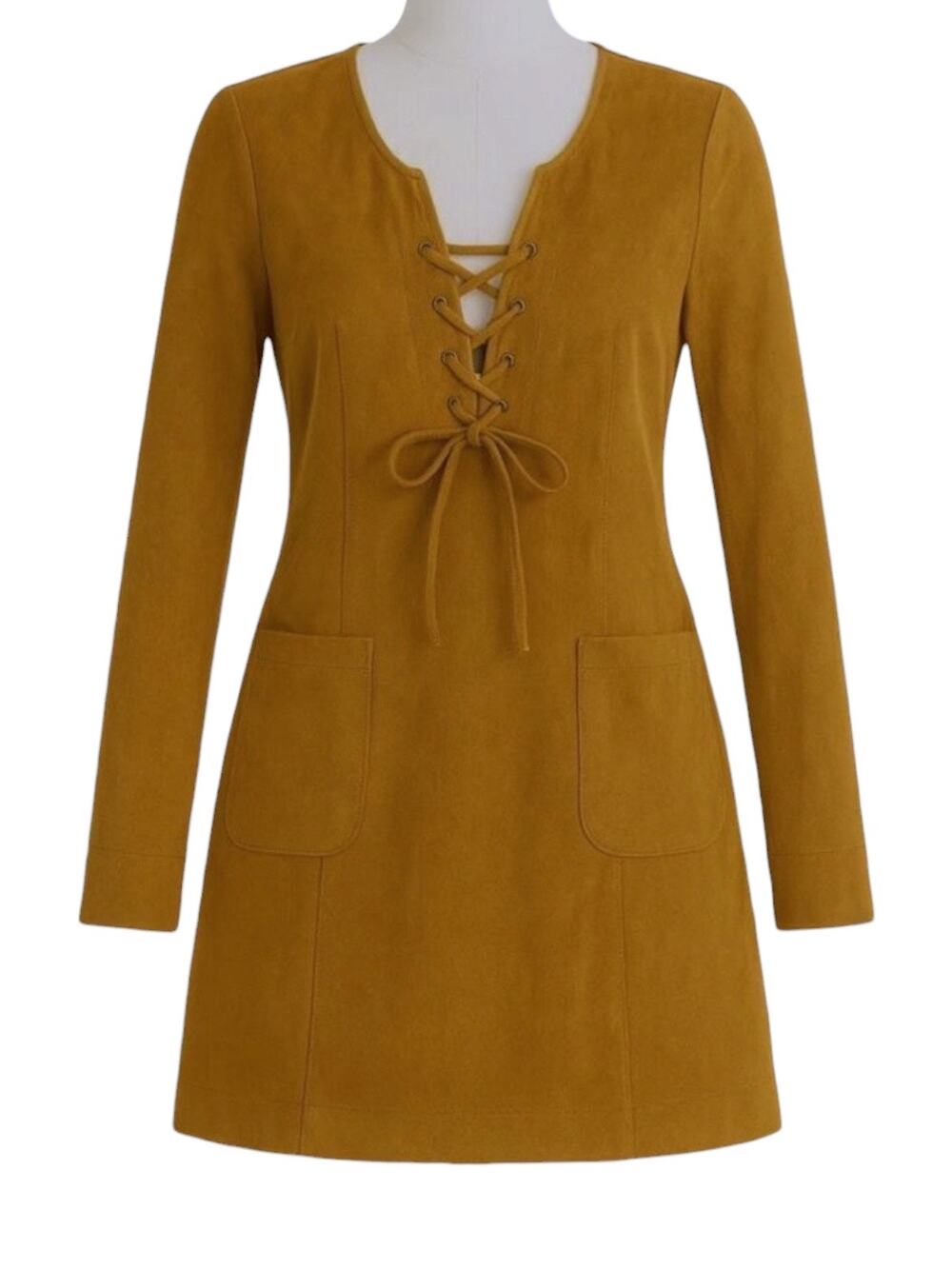Free People Bradley Faux-Suede Mini Dress Womens XS Tan Toffee Shift A-Line NEW